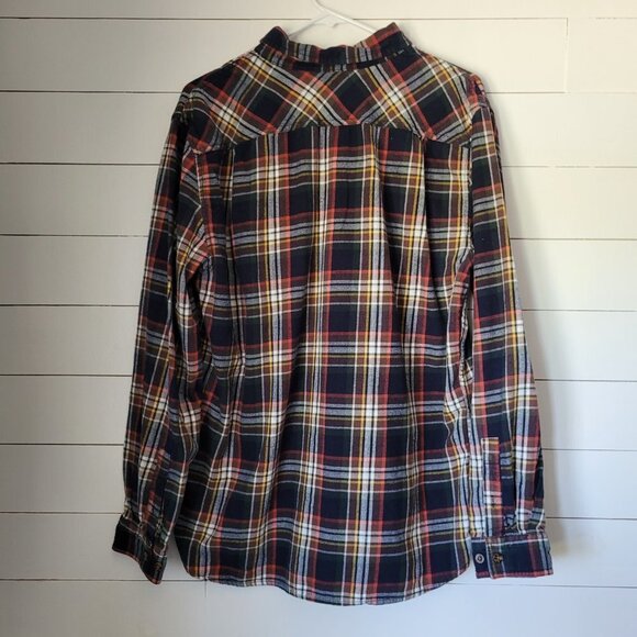 Boston Traders Flannel Shirt Women's Large Blue/Red/Yellow Plaid Button Down Top - Picture 3 of 7